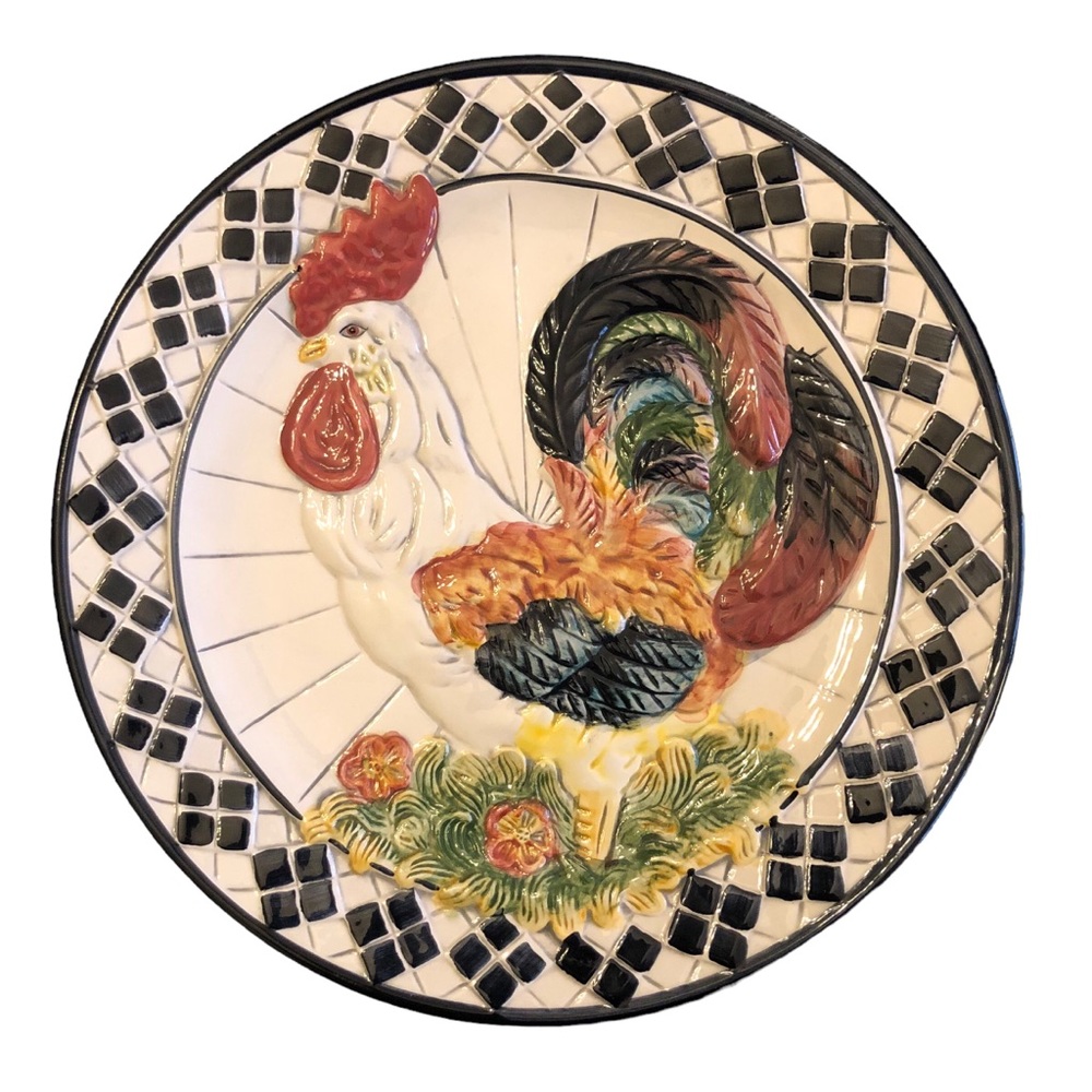 Vintage CBK Black Checked Rooster Plate - Picture 4 of 8